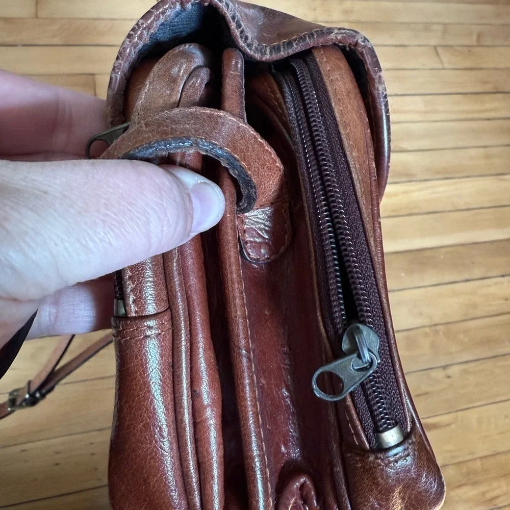 Vintage 1950s Carla Romani brown leather‎ western classic gold hardware purse